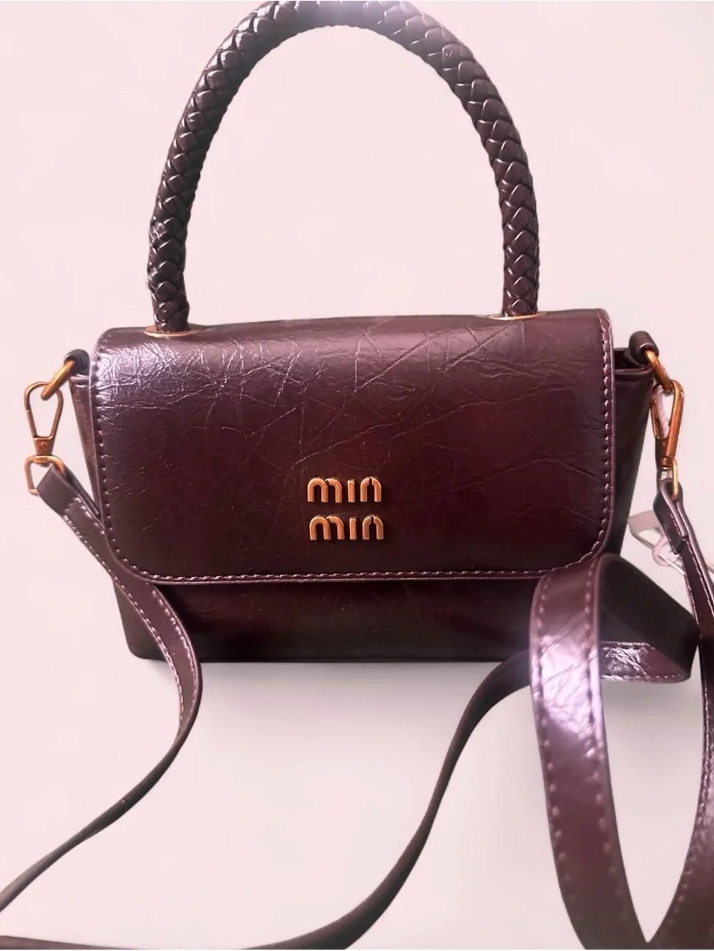 Kosk Min Min Burgundy Top-Handle Bag